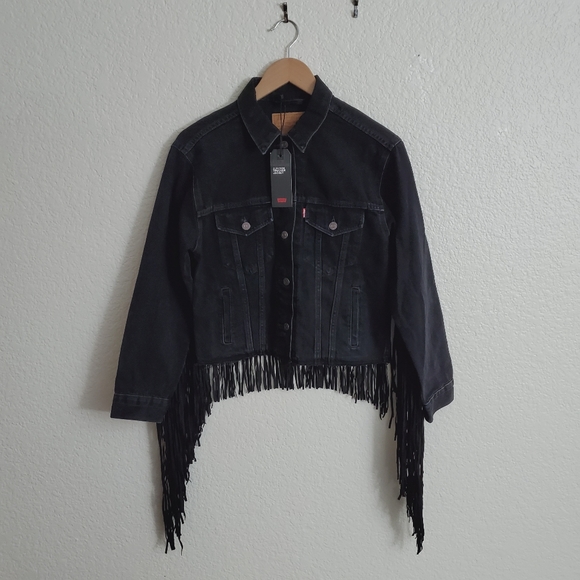 Levi's Ex Boyfriend Fringe  Denim Jacket size S - Picture 4 of 6